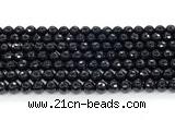 CON124 15.5 inches 6mm faceted round black onyx gemstone beads
