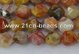 CAA1014 15.5 inches 6mm faceted nuggets red crazy lace agate beads
