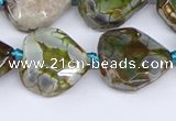 CAA1137 18*20mm - 25*35mm faceted freeform dragon veins agate beads