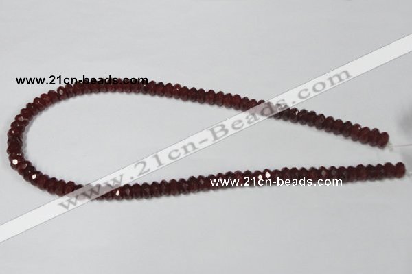 CAA123 15.5 inches 5*8mm faceted rondelle red agate gemstone beads