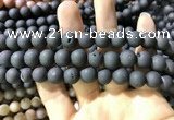 CAA1320 15.5 inches 10mm round matte plated druzy agate beads