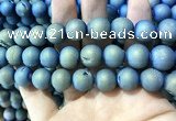 CAA1377 15.5 inches 16mm round matte plated druzy agate beads