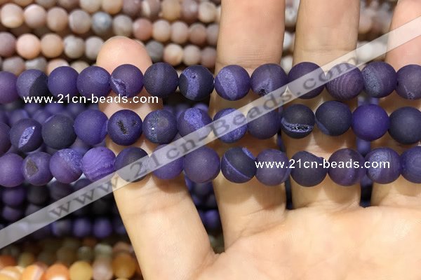CAA1406 15.5 inches 8mm round matte druzy agate beads
