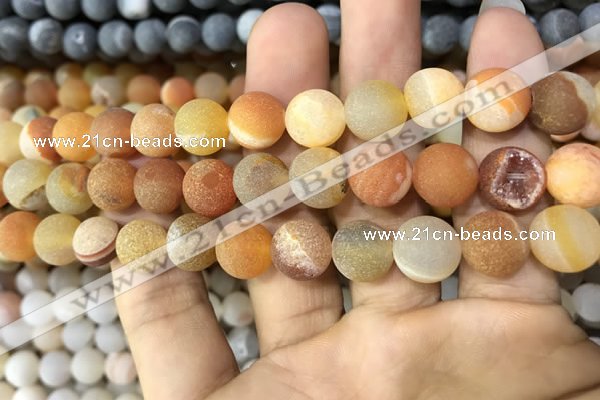 CAA1434 15.5 inches 12mm round matte druzy agate beads