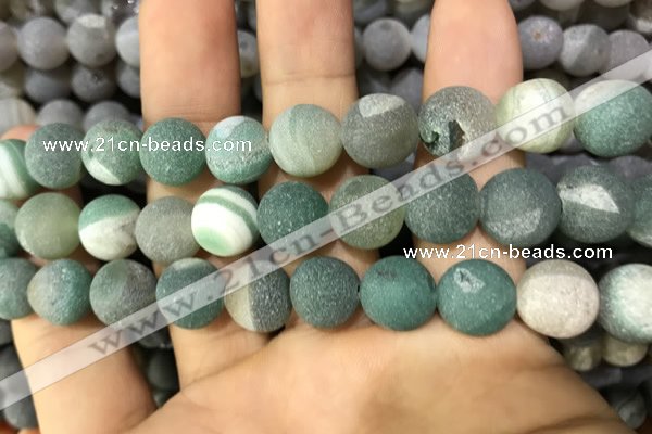 CAA1454 15.5 inches 14mm round matte druzy agate beads