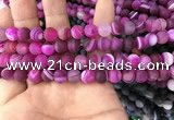 CAA1501 15.5 inches 8mm round matte banded agate beads wholesale