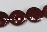 CAA158 15.5 inches 18mm flat round red agate gemstone beads