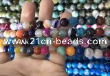 CAA1681 15.5 inches 8mm faceted round banded agate beads