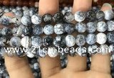 CAA1746 15 inches 12mm faceted round fire crackle agate beads