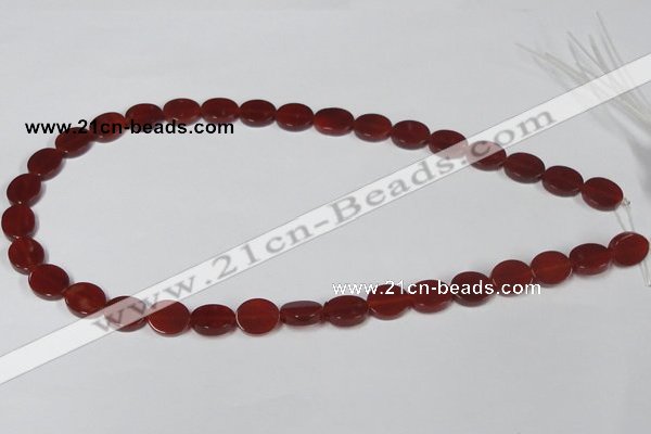 CAA176 15.5 inches 10*12mm oval red agate gemstone beads