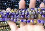 CAA1768 15 inches 8mm faceted round fire crackle agate beads