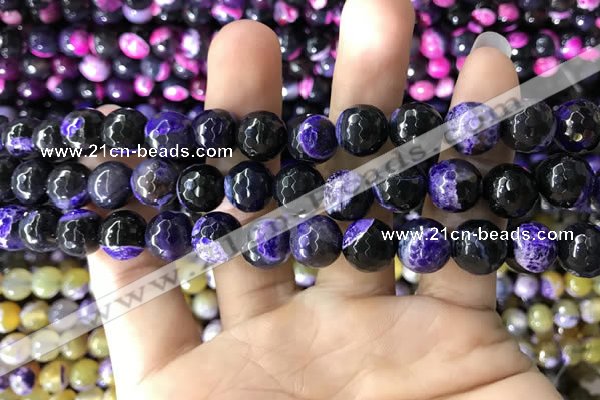 CAA1777 15 inches 10mm faceted round fire crackle agate beads