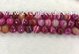 CAA2223 15.5 inches 14mm faceted round banded agate beads