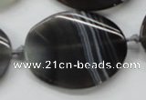 CAA245 15.5 inches 30*40mm twisted oval grey line agate beads