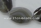CAA247 15.5 inches 22*32mm faceted oval grey line agate beads
