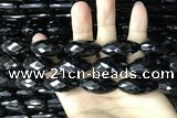 CAA2507 15.5 inches 15*30mm faceted rice black agate beads wholesale