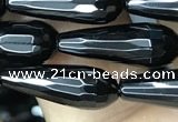CAA2511 15.5 inches 6*16mm faceted teardrop black agate beads