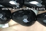 CAA2516 15.5 inches 13*18mm faceted teardrop black agate beads
