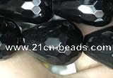 CAA2517 15.5 inches 15*20mm faceted teardrop black agate beads