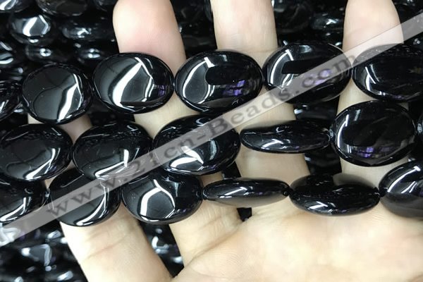 CAA2542 15.5 inches 18*25mm oval black agate beads wholesale
