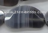 CAA257 15.5 inches 25*40mm faceted freeform grey line agate beads