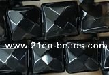CAA2608 15.5 inches 10*10mm faceted square black agate beads