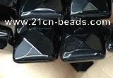 CAA2610 15.5 inches 14*14mm faceted square black agate beads