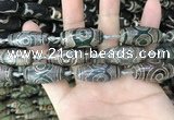 CAA2687 15.5 inches 12*30mm - 14*30mm rice tibetan agate dzi beads