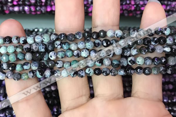 CAA2823 15 inches 4mm faceted round fire crackle agate beads wholesale