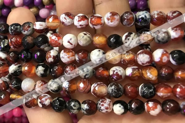 CAA2913 15 inches 6mm faceted round fire crackle agate beads wholesale
