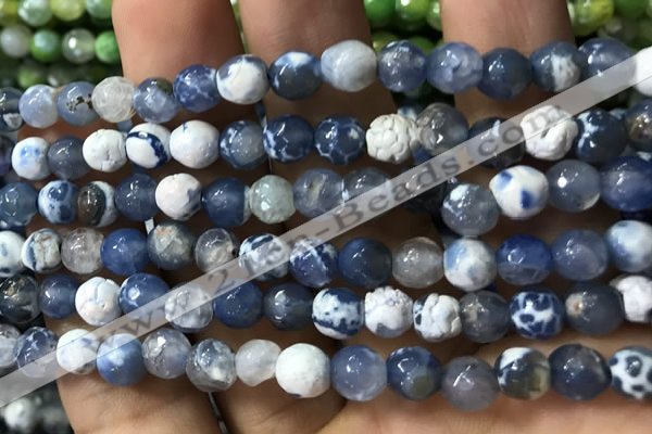 CAA2916 15 inches 6mm faceted round fire crackle agate beads wholesale