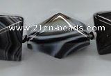 CAA292 15.5 inches 20*20*30mm black line agate gemstone beads