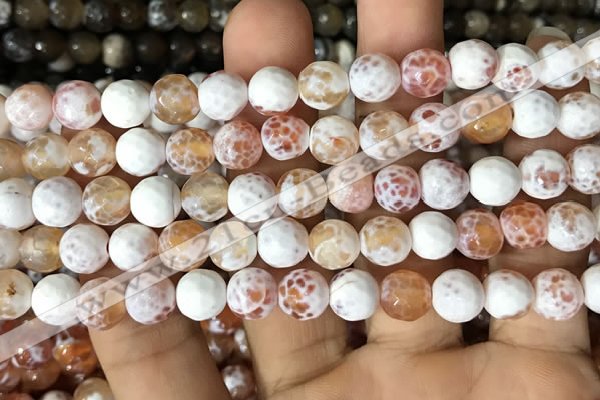 CAA2981 15 inches 8mm faceted round fire crackle agate beads wholesale
