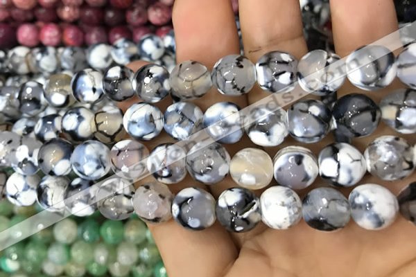 CAA3071 15 inches 10mm faceted round fire crackle agate beads wholesale