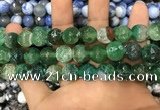CAA3146 15 inches 12mm faceted round fire crackle agate beads wholesale