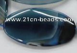 CAA347 15.5 inches 30*60mm oval blue line agate gemstone beads