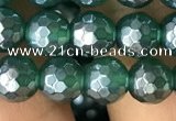 CAA3543 15.5 inches 6mm faceted round AB-color green agate beads