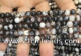 CAA3591 15.5 inches 4mm round black zebra agate beads wholesale