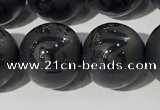 CAA3678 15.5 inches 12mm round matte & carved black agate beads