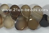 CAA3753 Top drilled 5*8mm flat teardrop line agate beads
