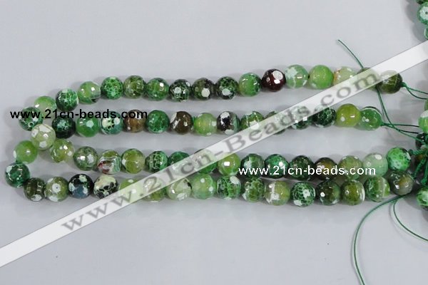 CAA378 15.5 inches 14mm faceted round fire crackle agate beads