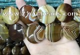 CAA4208 15.5 inches 30mm flat round line agate beads wholesale