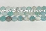 CAA4608 15.5 inches 16mm flat round banded agate beads wholesale