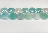 CAA4632 15.5 inches 25mm flat round banded agate beads wholesale