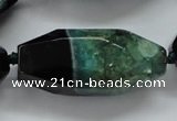 CAA509 15.5 inches 22*50mm faceted rice agate druzy geode beads