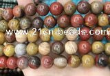 CAA5137 15.5 inches 14mm round red moss agate beads wholesale