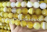 CAA5154 15.5 inches 14mm faceted round banded agate beads