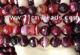 CAA5218 15.5 inches 16mm faceted round banded agate beads