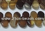 CAA5304 Top drilled 6*8mm flat teardrop line agate beads