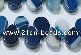 CAA5319 Top drilled 6*8mm flat teardrop line agate beads